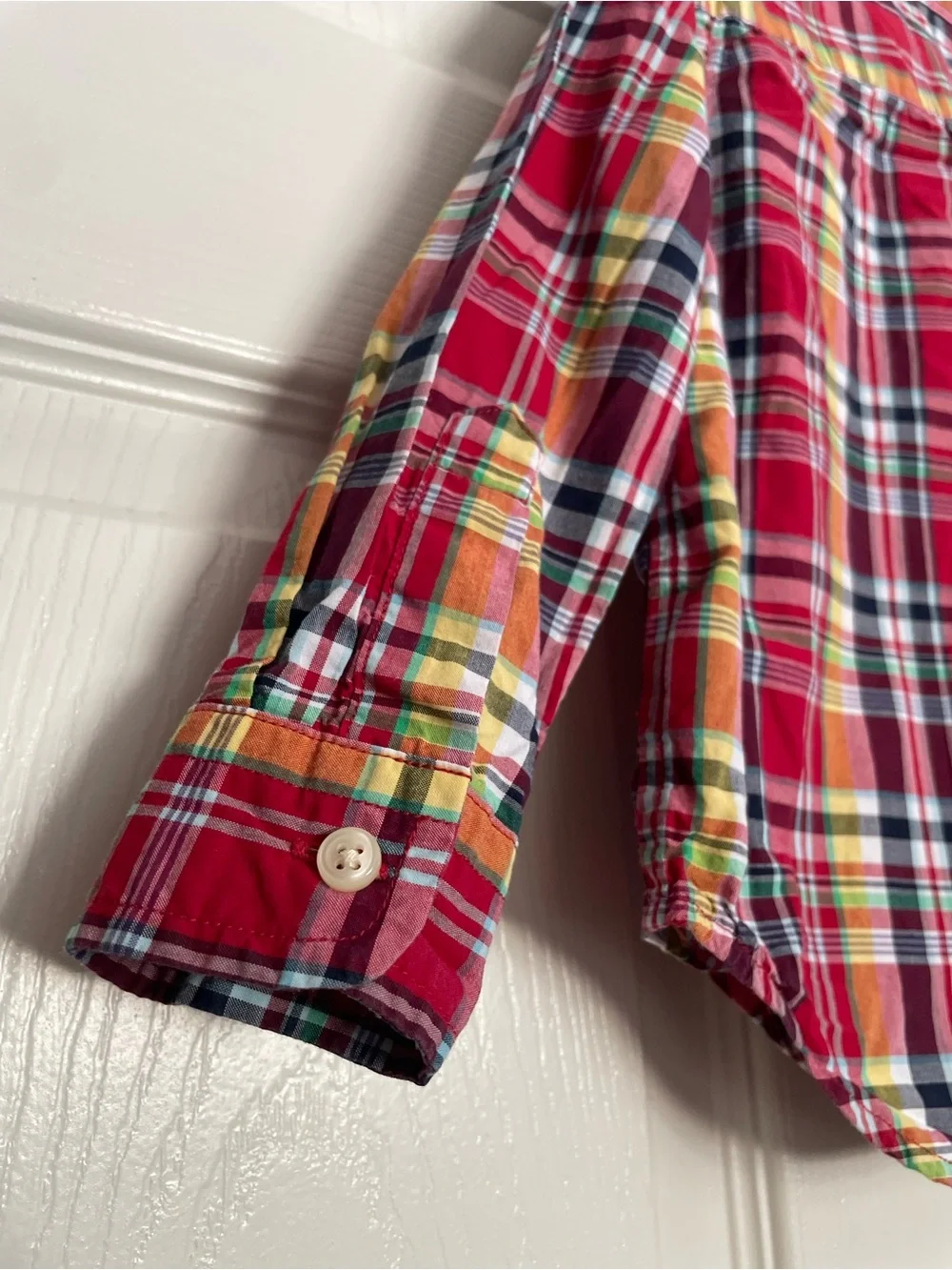 Ralph Lauren 18-24 Months Red Plaid Button-Down Shirt for Kids 100% Cotton